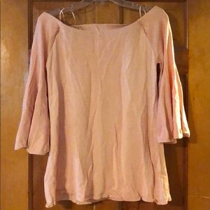 Light pink, off the shoulder top